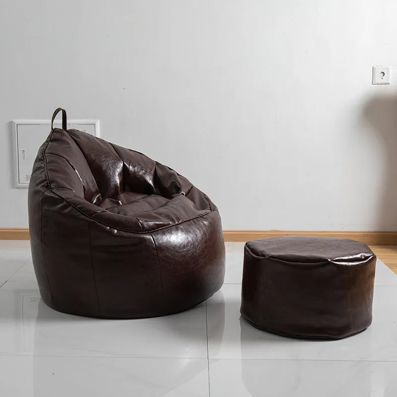 Pouf poire cuir marron-Le Pouf Poire